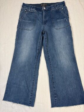 Democracy brand Wide-Leg Crop Jeans - Medium Blue Wash, size 12